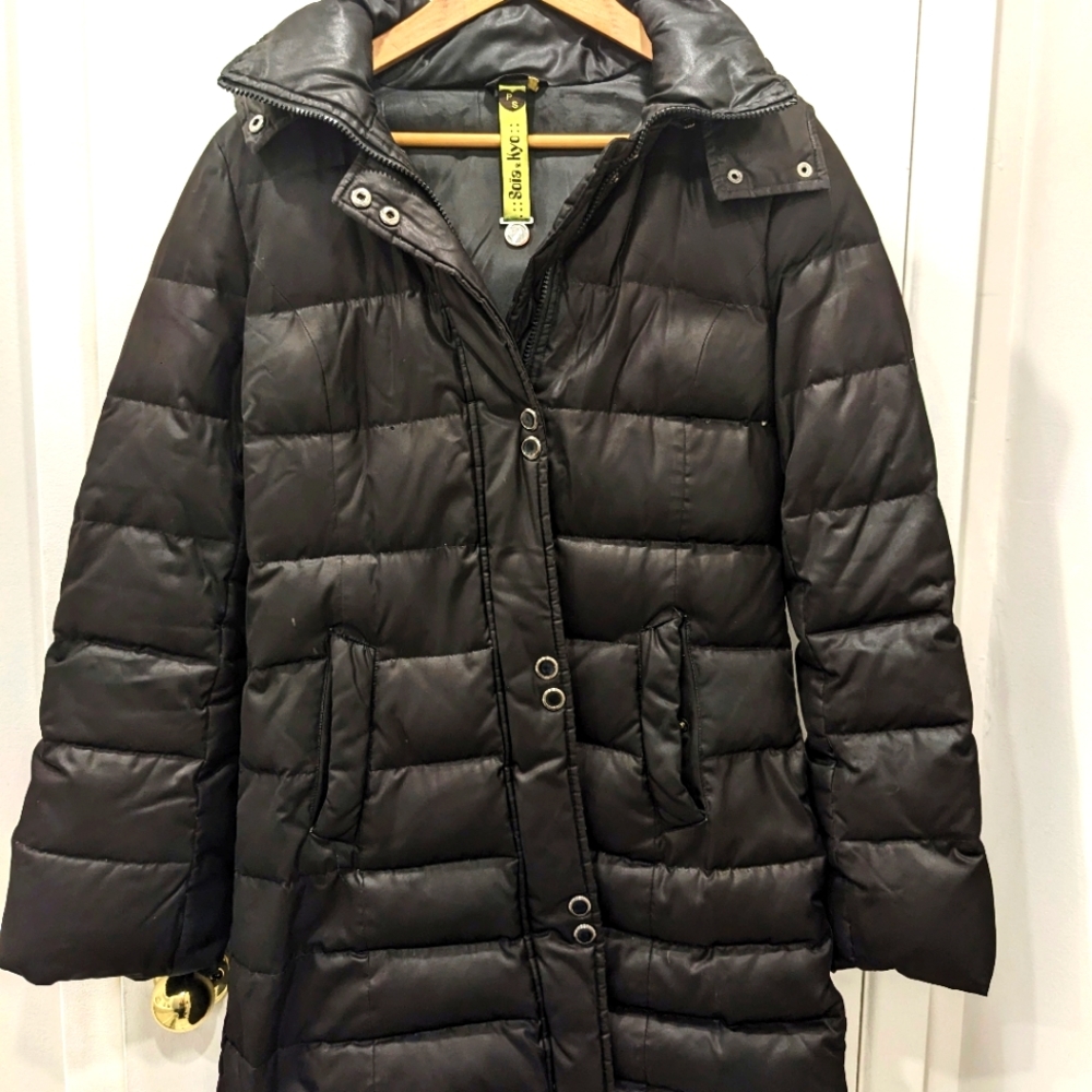 Soia & Kyo down filled black puffer winter parka jacket - S